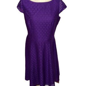 Vintage Evan-Picone Black Label Purple Lace Overlay Dress 10